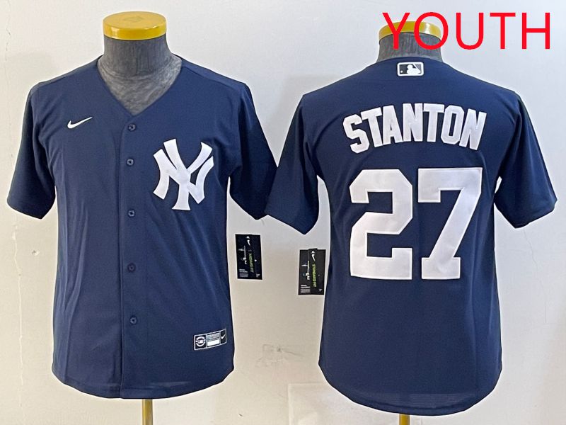 Youth New York Yankees #27 Stanton Blue Game 2025 Nike MLB Jersey style 1->youth mlb jersey->Youth Jersey